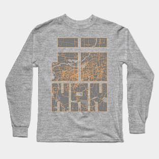 Jinan, Shandong, China City Map Typography - Bauhaus Long Sleeve T-Shirt